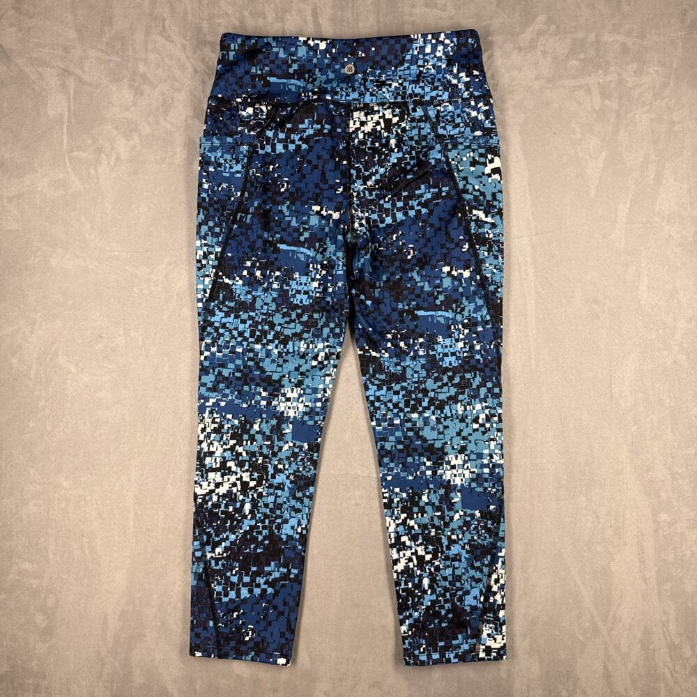 RB3 Womens Leggings M Blue Abstract Print High Rise Workout Yoga Athletic